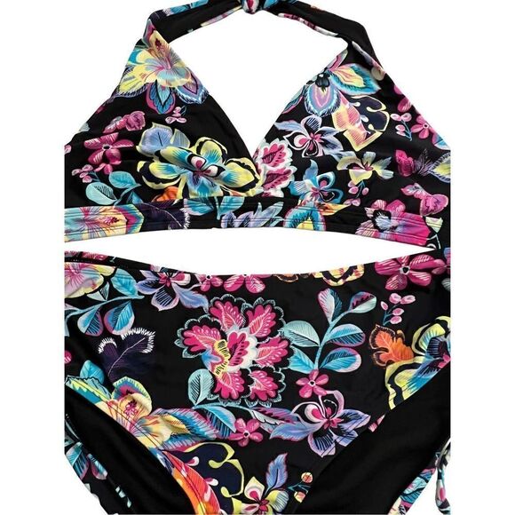 Ocean Avenue Swimwear Women’s Bikini Swimsuit SZ L Multi Colored with Flowers - Picture 4 of 7